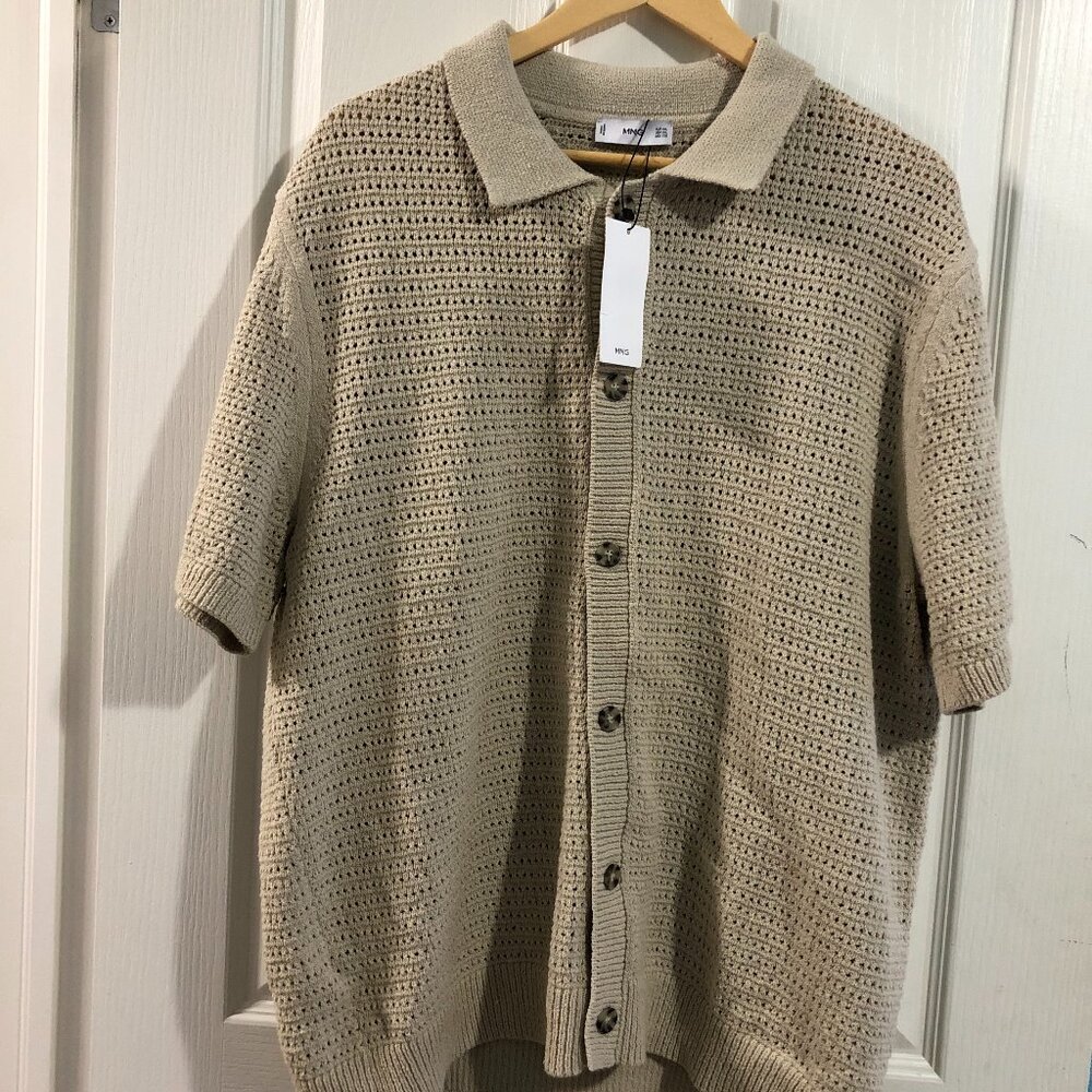 Mango Man NWT Knit Polo Beige XXL quiet luxury